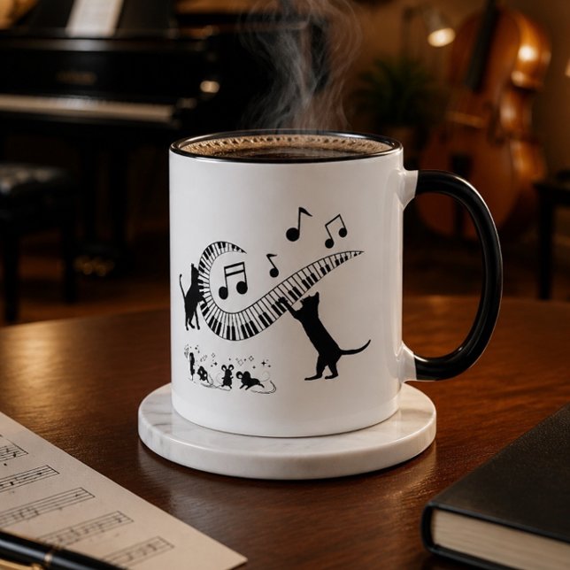 Jazz Cats | Piano | Kaffe Mugg (Skapare uppladdad)