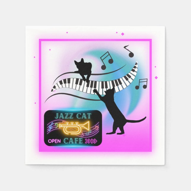 Jazz Cats | Piano Pappra Napkins Pappersservett (Framsidan)