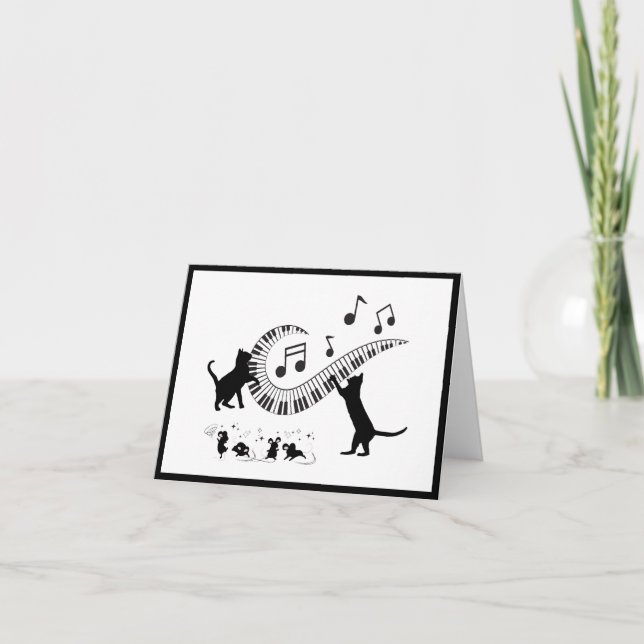 Jazz Cats | Pianomappat anteckningskort (Framsida)
