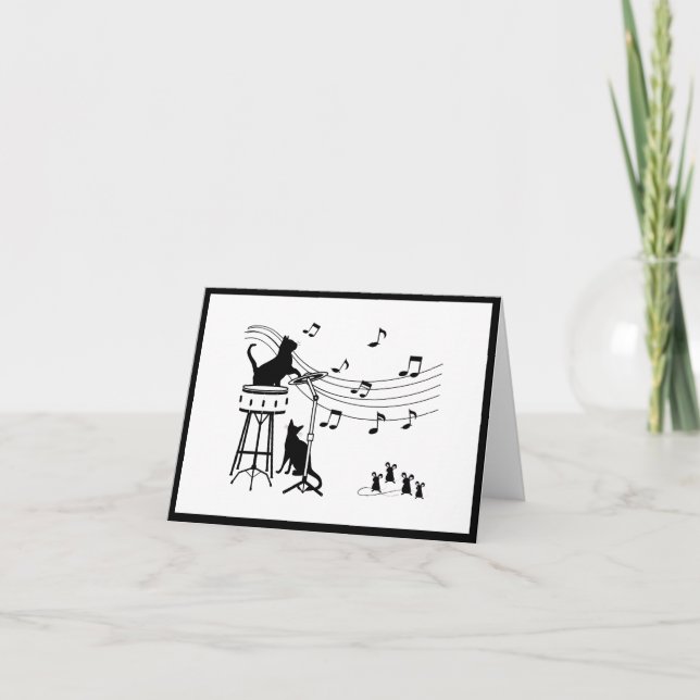 Jazz Cats | Trummemappat anteckningskort (Framsida)