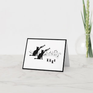 Jazz Cats Trumpet Folat Note Card Anteckningskort