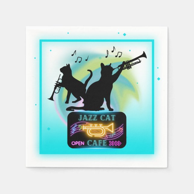 Jazz Cats | Trumpet Papper Napkins Pappersservett (Framsidan)
