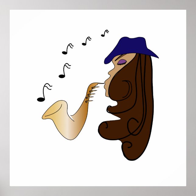 Jazz Dam, saxofonist Poster (Framsidan)