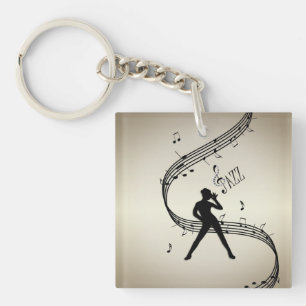 Jazz Dance Golden Music Keychain