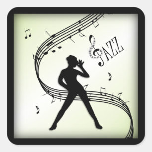Jazz Dance Oliv grönt Music Fyrkantigt Klistermärke