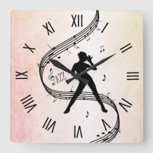 Jazz Dance Roman Numerals Fyrkantig Klocka