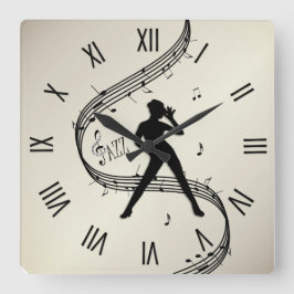 Jazz Dance Roman Numerals Golden Square Wall Clock Fyrkantig Klocka