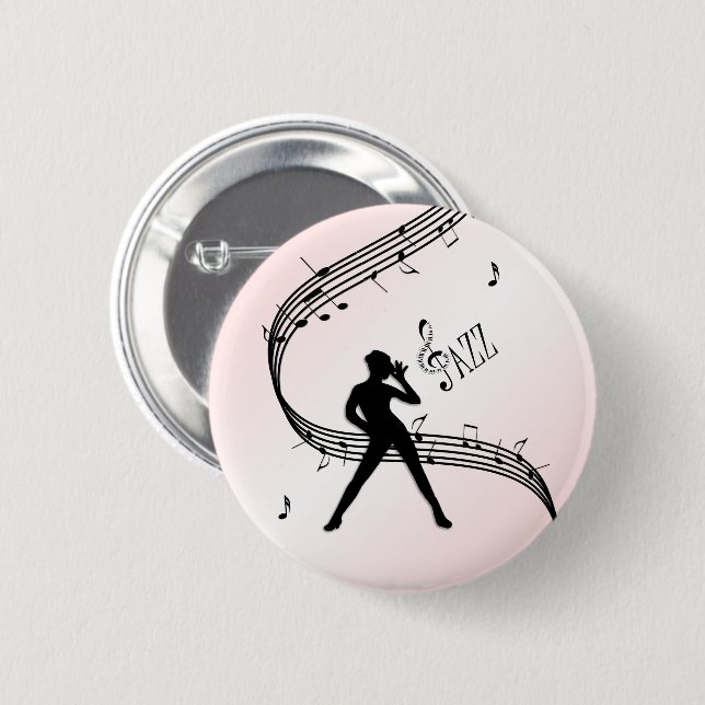 Jazz Dance Rosa Music Button Knapp (Framsida & baksida)