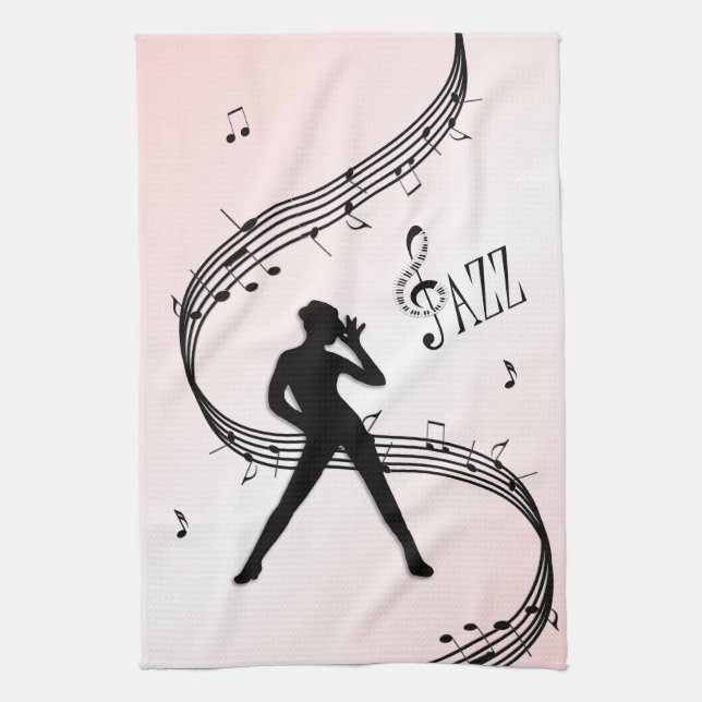 Jazz Dance Rosa Music Kitchen Towel Kökshandduk (Vertikal)