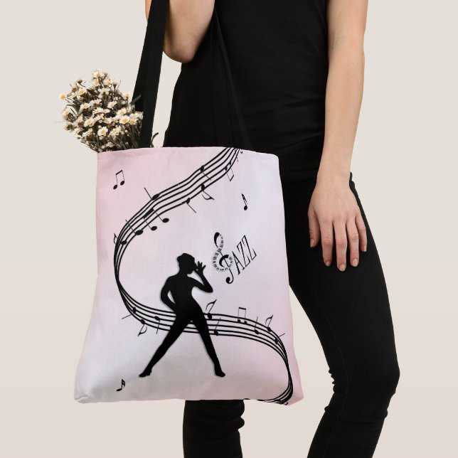 Jazz Dance Rosa Music Tote Bag Tygkasse (Närbild)