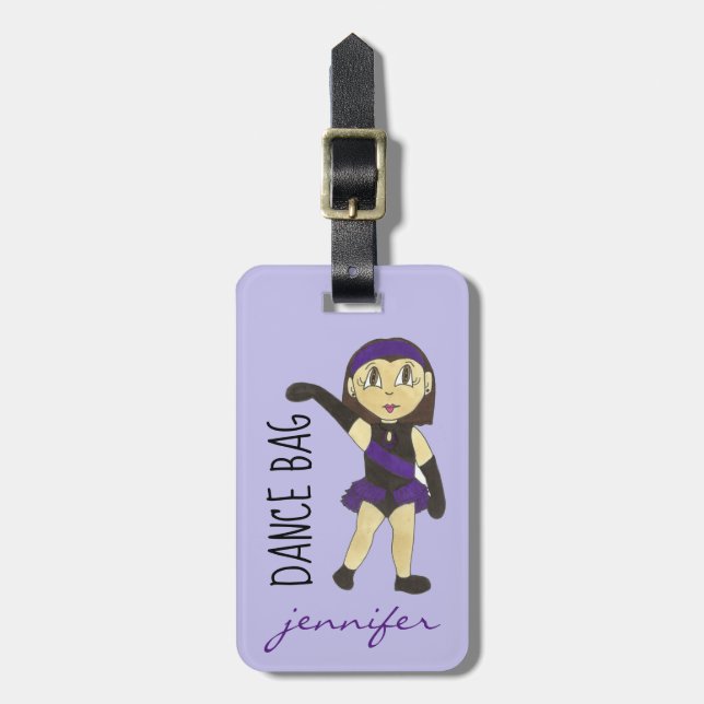 Jazz Dancer Personlig Dance Teacher Bag Lila Bagagebricka (Vertikal Framsida)