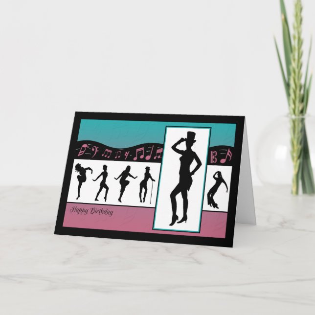 Jazz Dancers med Musik noter-födelsedagskort Kort (Framsida)