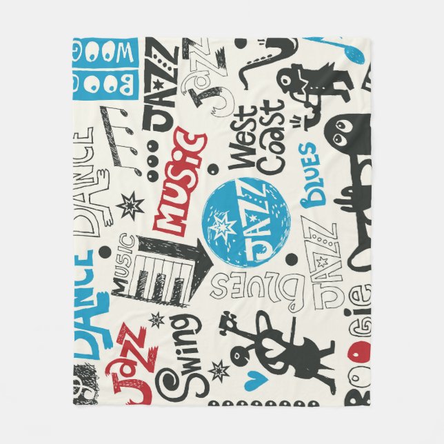 Jazz Doodle: Eclectic Music Mix Fleecefilt (Framsidan)