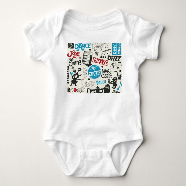 Jazz Doodle: Eclectic Music Mix T Shirt (Framsida)