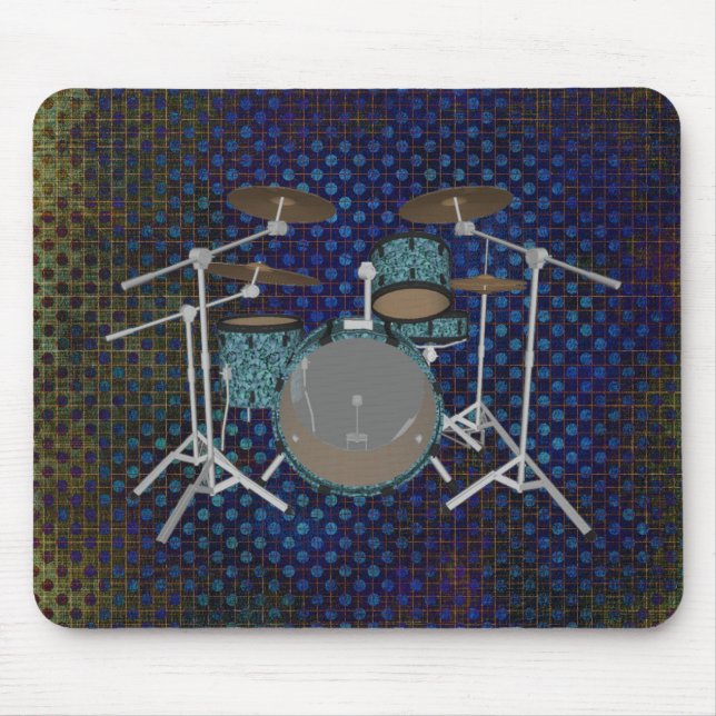 Jazz Drum Kit - Anpassningsbar Grönt Drums - Mouse Musmatta (Framsidan)