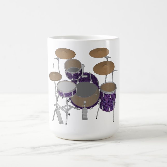 Jazz Drum Kit: Anpassningsbar Violet Drums-uppsätt Kaffemugg (Center)