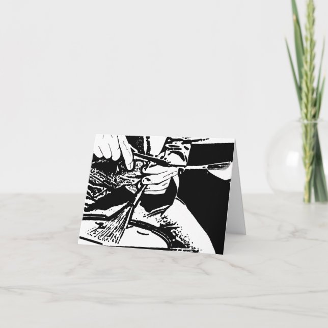 Jazz Drums Musician 4x5.6-mappat anteckningskort (Framsida)