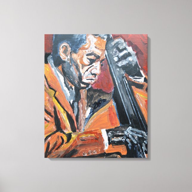 Jazz Dubbelbasist Neo-Expressionist Canvastryck (Framsida)