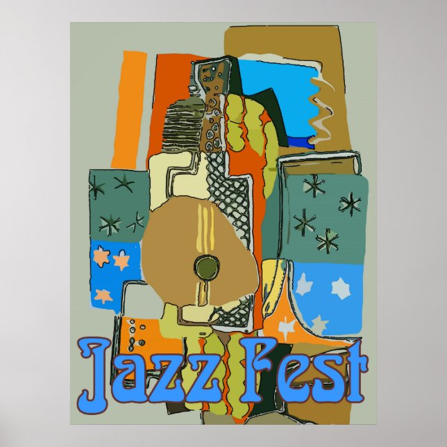 Jazz fest, Abstrakt Guitar Poster (Framsidan)