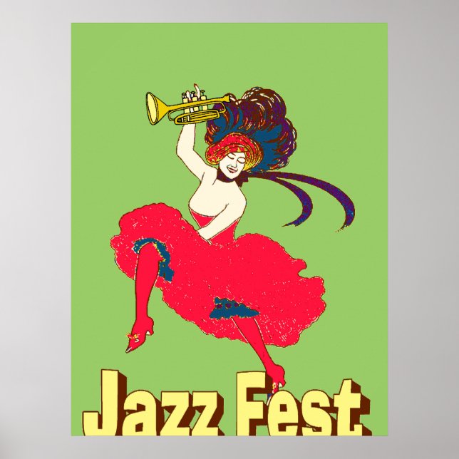 Jazz Fest Dam med horn Poster (Framsidan)