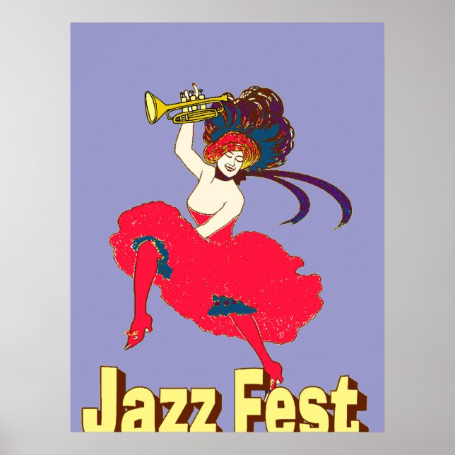 Jazz Fest Dam med horn Poster (Framsidan)