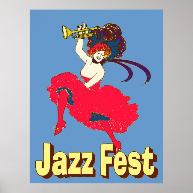 Jazz Fest Dam med horn Poster (Framsidan)