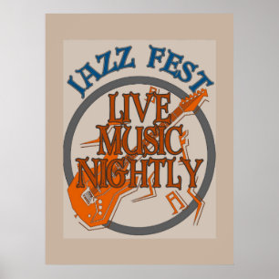 Jazz Fest Music Natt, lägg till text Poster