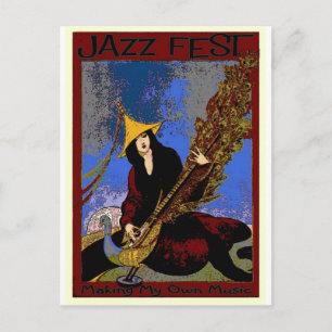 Jazz Fest Skapar min egen Music Lute Player Vykort
