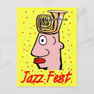 Jazz Fest Tuba Head Vykort