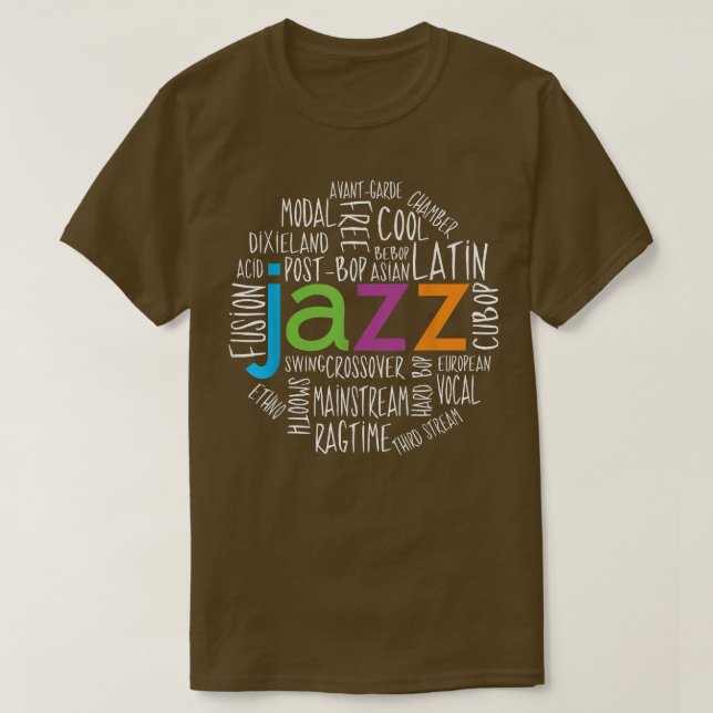 Jazz Genres Roligt  T Shirt (Design framsida)