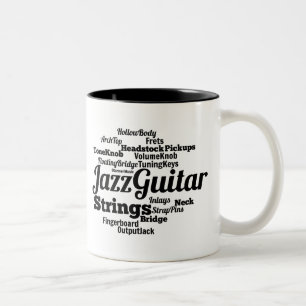 Jazz Guitar Ord Cloud Black Text Två-Tonad Mugg