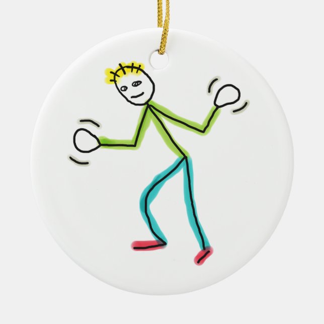 Jazz Hands Stickman Julgransprydnad Keramik (Framsidan)