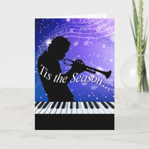 Jazz Horn Player Tis Season kobolblått Helgkort