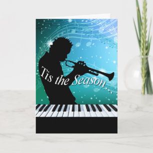 Jazz Horn Player Tis Season tårblått Helgkort