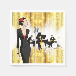 Jazz i parkeracoctailservetten, musiktema pappersservett
