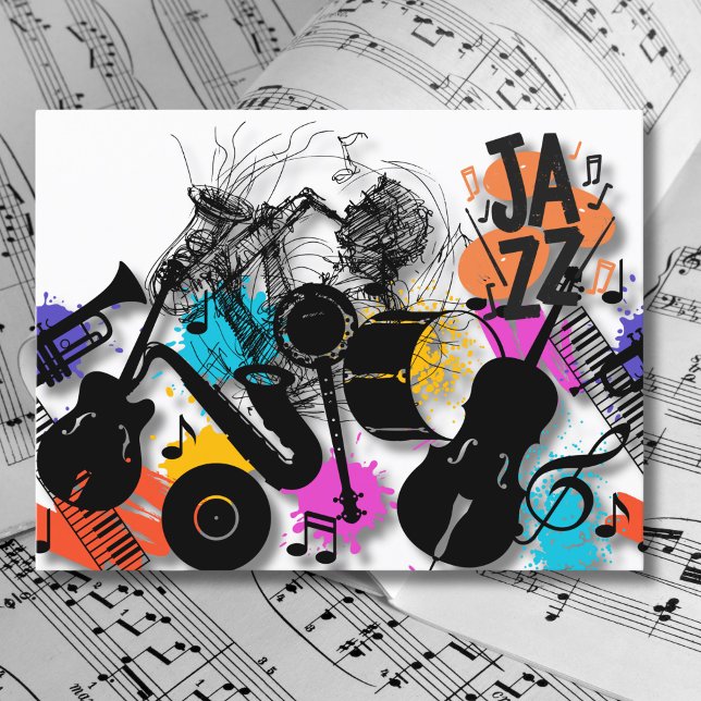 Jazz i rörelse – djärva musikaliska abstraktioner vykort (Skapare uppladdad)
