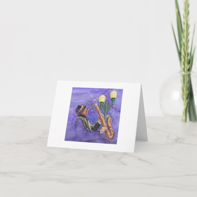 Jazz-kille med tomt hälsningskort kort (Framsida)