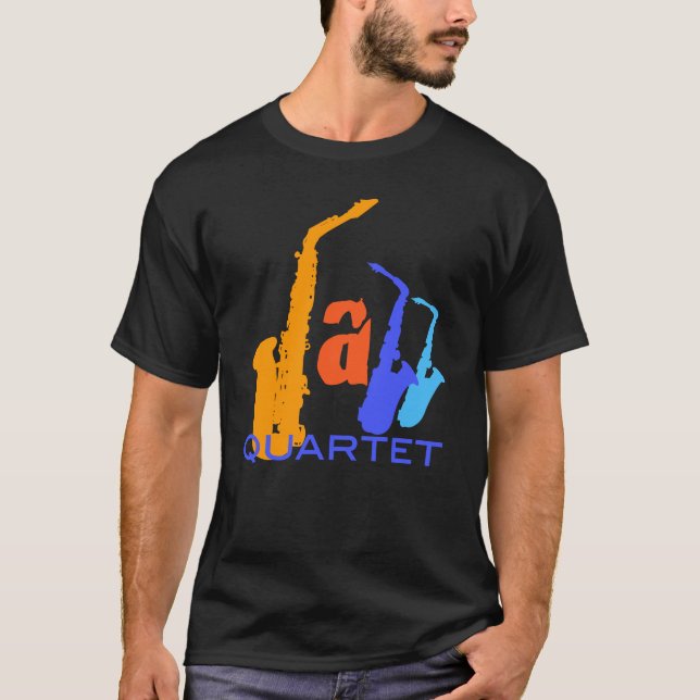 Jazz-kvartetten Saxophones Brev Tee (Framsida)