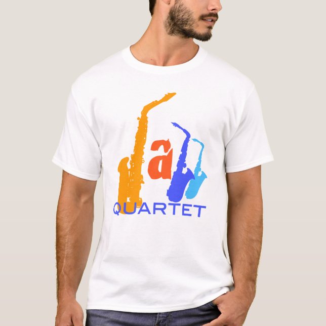 Jazz-kvartetten Saxophones Brev Tee (Framsida)