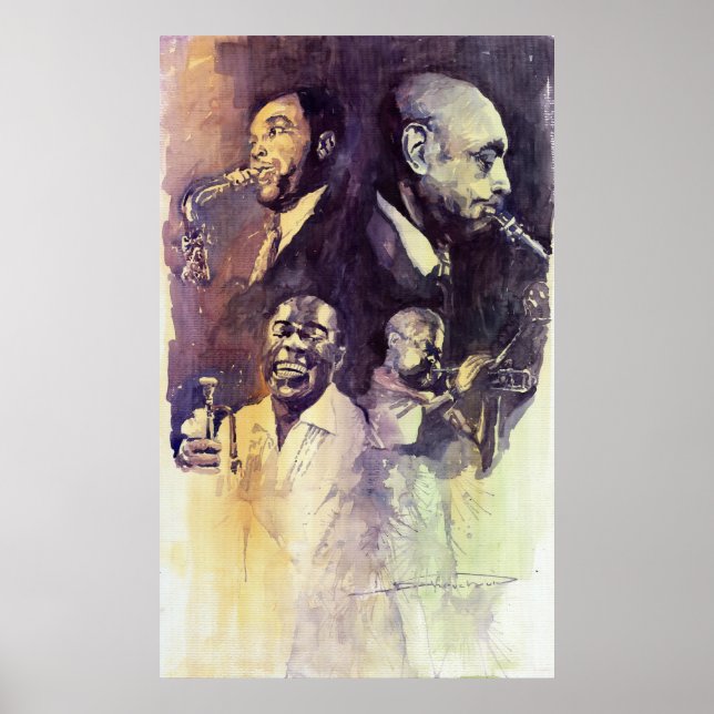 Jazz Legends Parker Gillespie Armstrong Poster (Framsidan)