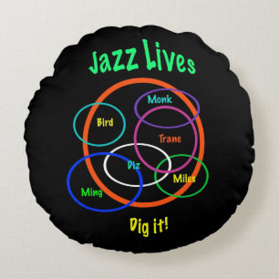 Jazz Lives Round Dekorativ kudde