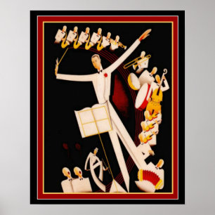 "Jazz Maestro" Art Deco Skriv ut 16 x 20 Poster