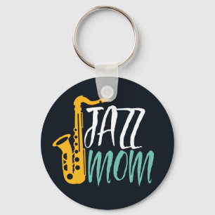 Jazz Mamma Coola Vintage Saxophone Player Mor Nyckelring