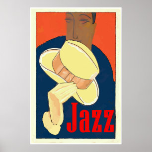 Jazz Man med Gult Hat Poster