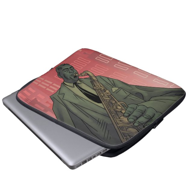 Jazz Midnight saxophone player laptop sleeve (Framre botten)