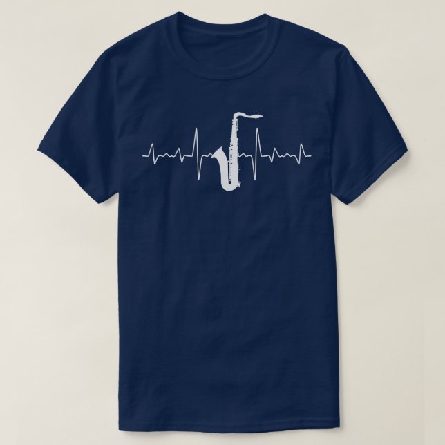 Jazz Music Älskare Heartslag Saxophone T Shirt (Design framsida)