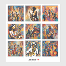 Jazz Music Art Sticker-samling Klistermärken