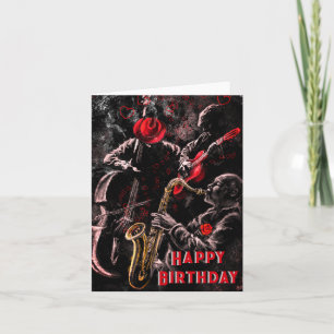 Jazz Music Band Birthday Card - Anpassade Kort