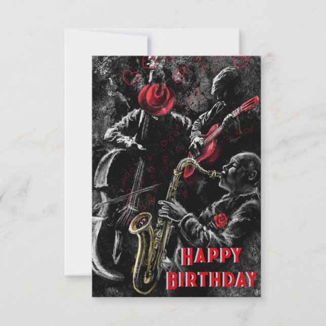 Jazz Music Band Musical Birthday Card Kort (Framsida)