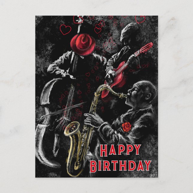 Jazz Music Birthday Card Vykort (Framsida)